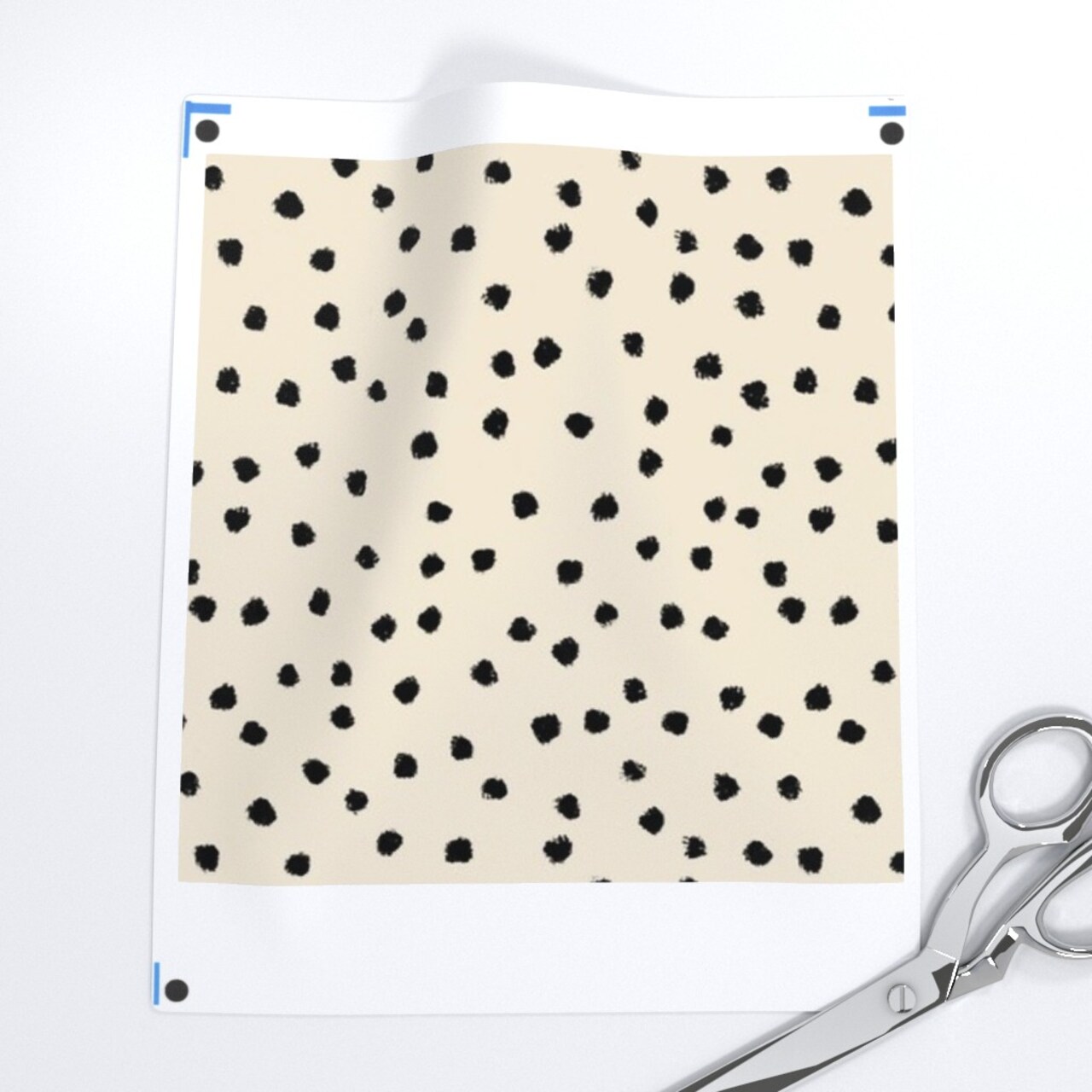 Modern Polka Dot Polkadots Minimalist Mod Paint Daubs Abstract Black Beige Custom Printed Fabric by Spoonflower Various Fabrics by the Yard or Fat Quarter